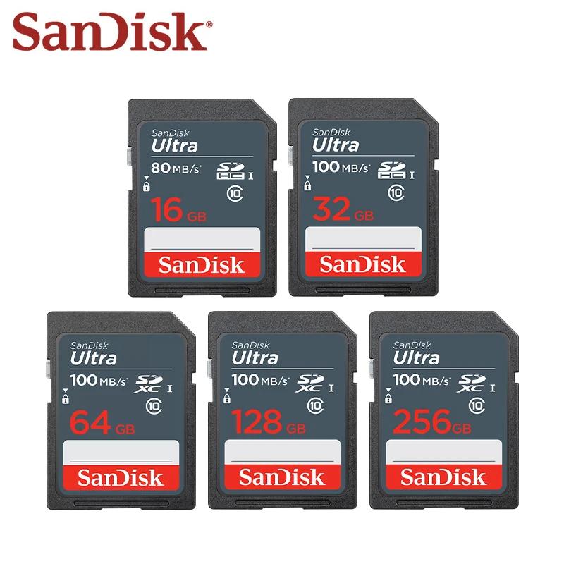 SanDisk Ʈ SD ޸ ī, б ӵ ִ 100 M/S Ʈ, C10 ũ SD 100%, 16GB, 32GB, 64GB, 128GB, 256GB